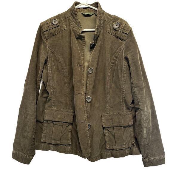 Eddie Bauer Jackets & Blazers - Eddie Bauer Woman Size L Brown Corduroy Jacket Button Up Pockets Blazer